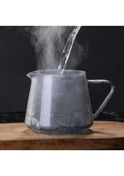 Gri Isıya Dayanıklı Cam Cezve El Damla Kahve Su Isıtıcısı Çay Sürahi Süt Sürahisi 600 ml V Şekli Emzik Sürahi Bira Fincan Coffeeware (Yurt Dışından)
