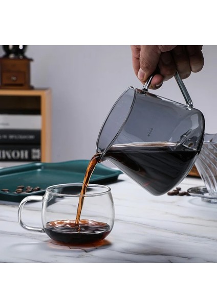 Gri Isıya Dayanıklı Cam Cezve El Damla Kahve Su Isıtıcısı Çay Sürahi Süt Sürahisi 600 ml V Şekli Emzik Sürahi Bira Fincan Coffeeware (Yurt Dışından)