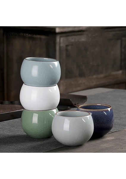 B1--5.5x5.5cm 90 ml 1 Adet Çin Retro Ru Fırın Seramik Çay Fincanı El Yapımı Butik Küçük Çay Kase Ana Çay Bardağı Kişisel Tek Fincan Seyahat Teaware (Yurt Dışından)