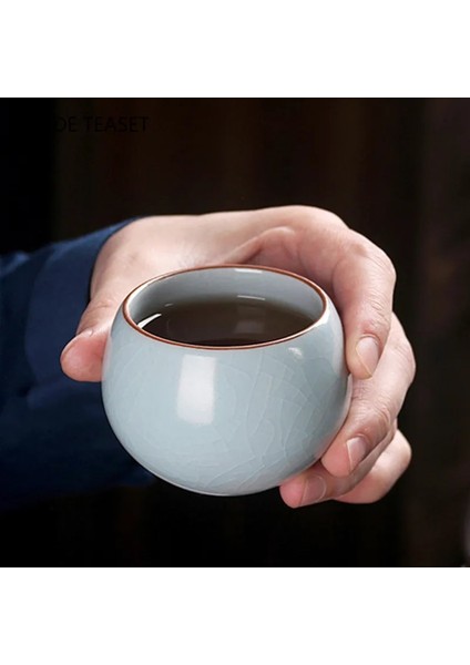 B1--5.5x5.5cm 90 ml 1 Adet Çin Retro Ru Fırın Seramik Çay Fincanı El Yapımı Butik Küçük Çay Kase Ana Çay Bardağı Kişisel Tek Fincan Seyahat Teaware (Yurt Dışından)