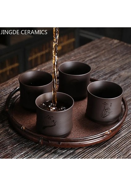 A9 6.7x5.9 cm 120 ml Çin Yixing Mor Kil Çay Fincanı Taşınabilir Meditasyon Fincan El Yapımı Butik Çay Kase Ana Fincan Özelleştirilmiş Çay Seti 120 ml (Yurt Dışından)