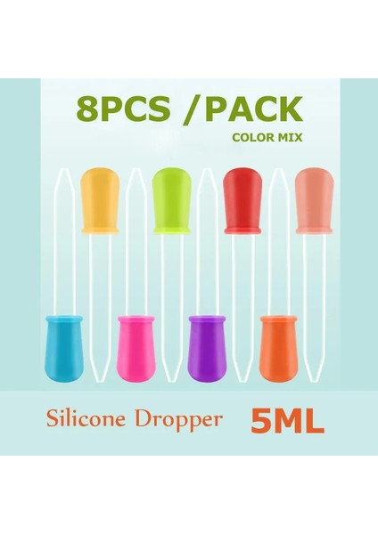 Damlalık 8 Adet 5 ml Şeffaf Silikon Bebek Ilaç Besleyici Damlalıklı Mezun Pipet Sıvı Gıda Damlalık Okul Laboratuvarı Malzemeleri Rastgele Renk 3-8 Adet (Yurt Dışından) fiyatları