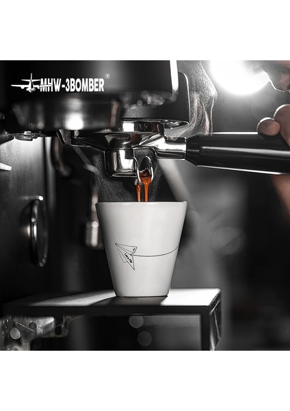 Siyah Mhw-3bomber Kış Kahve Fincanları 120 ml Seramik Kupalar Porselen Barista Aksesuarları Araçları Yeniden Kullanılabilir Espresso Lungo Düz Beyaz Latte (Yurt Dışından)