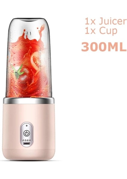 300ML-SET 1-Pembe Meyve Sıkacağı Bardağı Seti Taşınabilir Elektrikli Meyve Suyu USB Mikser Makinesi Otomatik Smoothie Blender Limon Portakal Meyve Sıkacağı Kablosuz Blender (Yurt Dışından)