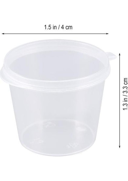 25 ml 50 Adet Kapaklı Bardak Oz Sosu Salata Kapları Porsiyon Sos Kabı Plastik Numune Çeşni Shot Jöle (Yurt Dışından)