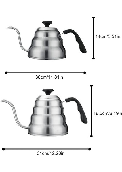 1.0l Termometre 1l/1.2l Paslanmaz Çelik Kahve Su Isıtıcısı Termometre Ile, El Damla Için Deve Boynu Ince Emzik Kahve Çaydanlık Çaydanlık Üzerine Dökün (Yurt Dışından)