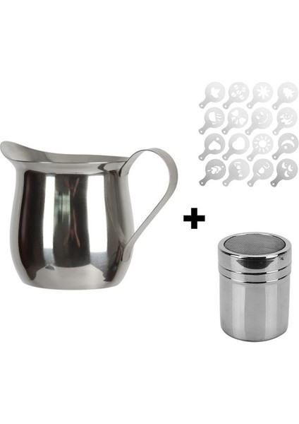 Elek Şablonu ile 150ML (5 Ons) 60ML/90ML/150ML/240ML Süt Köpürtme Sürahisi Espresso Buharda Kahve Latte Köpürtücü Bardak Cappuccino Süt Sürahisi Krem Köpürtme Sürahisi (Yurt Dışından)