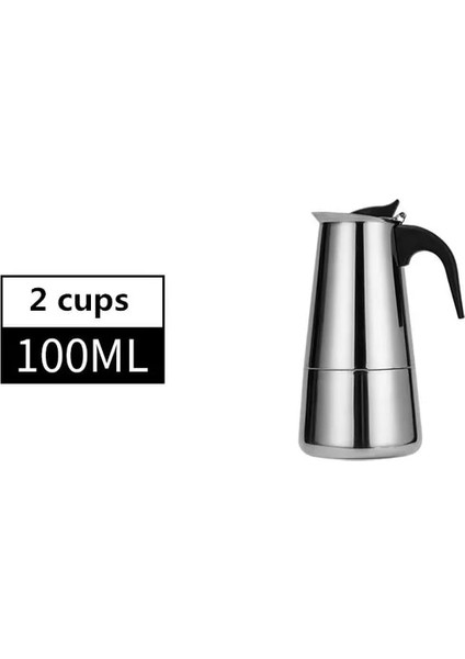 2CUPS-100ML-A 600ML Büyük Kapasiteli Paslanmaz Çelik 304 Moka Pot Kahve Makinesi Soba Üstü Espresso Makinesi Mixpresso Kahve 2-12CUP (Yurt Dışından)