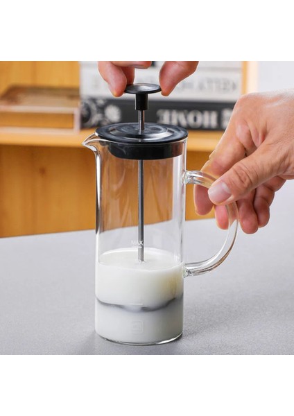 Beyaz Manuel Süt Köpürtücü Cam Süt Köpürtücü Cezve Cam Örgü Fransız Basın Kahve Makinesi Frother Sürahi Mikser Kreması Mutfak Aletleri (Yurt Dışından) modelleri