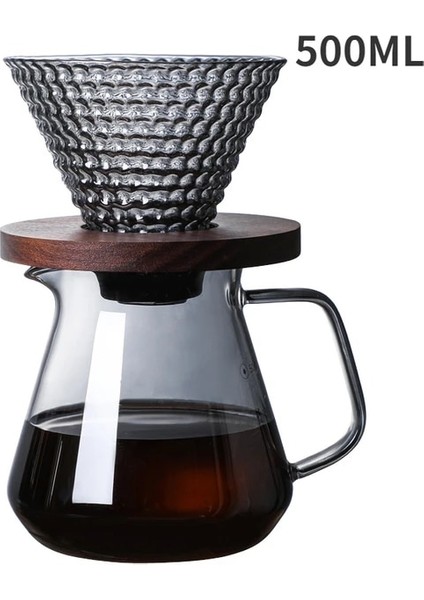 500ML Kahve Seti Çilek Cezve Tarzı V60 Set Ahşap 700ML/500ML Kahve Damlatıcı ve Kahve Filtresi Için Pot Seti Yeniden Kullanılabilir Kahve Filtreleri (Yurt Dışından)