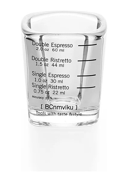 1 Adet Hiçbir Kutu 60ML Malzemeleri Ölçüm Pişirme Kahve Latte Ölçekli Bardaklar Ölçüm Kabı ile Çift Espresso Espresso Ons Kare Trompet Atış 60ML (Yurt Dışından)