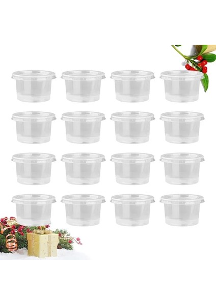 7.5x5.9x4.5cm 50 Adet 140ML Tek Kullanımlık Plastik Saklama Kutusu Şeffaf Porsiyon Bardaklar Kapaklı Kaseler Köpükler Sos Jöle Yoğurt (Yurt Dışından)