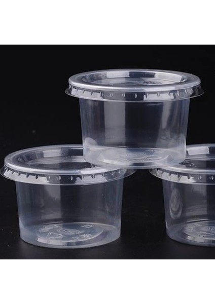 7.5x5.9x4.5cm 50 Adet 140ML Tek Kullanımlık Plastik Saklama Kutusu Şeffaf Porsiyon Bardaklar Kapaklı Kaseler Köpükler Sos Jöle Yoğurt (Yurt Dışından)