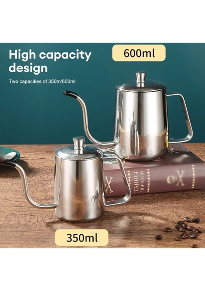 600 ml Gümüş Paslanmaz Çelik Cezve Uzun Dar Borulu Damlama Su Isıtıcısı Manuel Kahve Makinesi Çaydanlık Üzerine Dökün 350 ML/600 ml Kapaklı (Yurt Dışından) modelleri