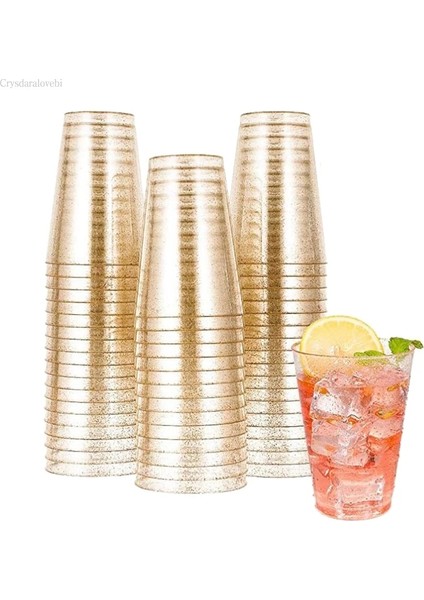 Gümüş 50 Adet 100/50 Adet 10 Oz Altın Plastik Bardaklar, Tek Kullanımlık Altın Glitter Plastik Bardaklar, Şeffaf Plastik Bardaklar Tumbler, Düğün Bardak Parti Bardak (Yurt Dışından)