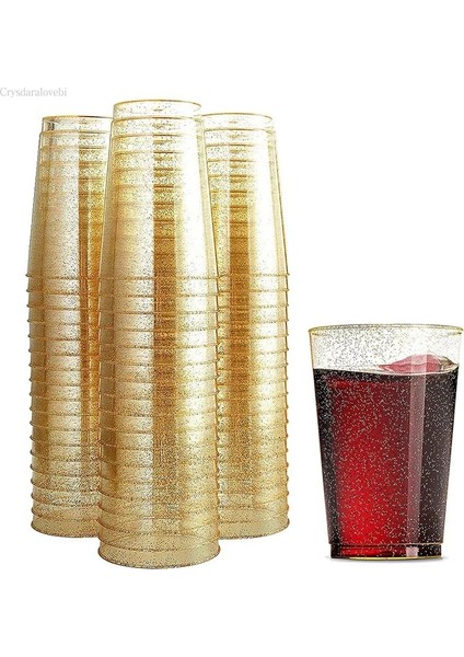 Gümüş 50 Adet 100/50 Adet 10 Oz Altın Plastik Bardaklar, Tek Kullanımlık Altın Glitter Plastik Bardaklar, Şeffaf Plastik Bardaklar Tumbler, Düğün Bardak Parti Bardak (Yurt Dışından)