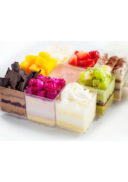 40 Adet 20/40/60 Adet Mini Tatlı Bardak Tek Kullanımlık Plastik Bardaklar 60 ml Şeffaf Puding Mousse Jöle Yoğurt Gıda Kabı (Yurt Dışından)