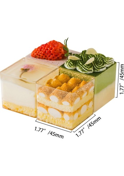 70 ml 24 Adet 12/24/36 Adet Plastik Mini Tatlı Bardak 70 ml Yeniden Kullanılabilir Yoğurt Mus Kare Tatlı Bardak Konteyner Parti Düğün Malzemeleri (Yurt Dışından)