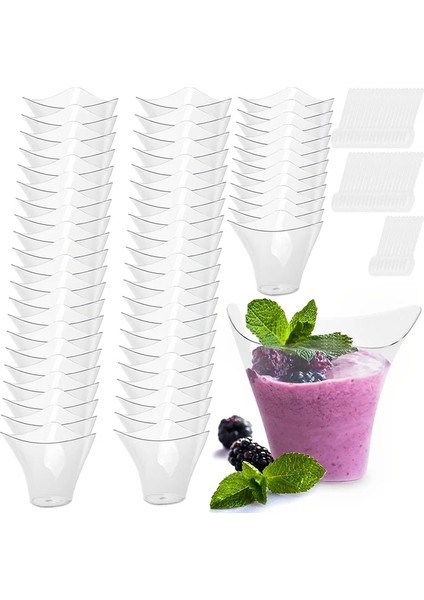 50 Adet 50 Adet 100 ml Tatlı Bardak Plastik Şeffaf Mini Tatlı Puding Mousse Aperatifler Bardak Doğum Günü Partisi Dondurma Fincan Ev Verilen (Yurt Dışından)