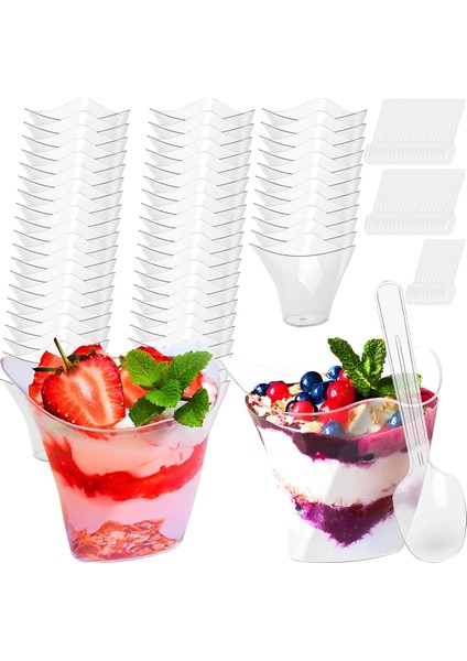 50 Adet 50 Adet 100 ml Tatlı Bardak Plastik Şeffaf Mini Tatlı Puding Mousse Aperatifler Bardak Doğum Günü Partisi Dondurma Fincan Ev Verilen (Yurt Dışından) fiyatları