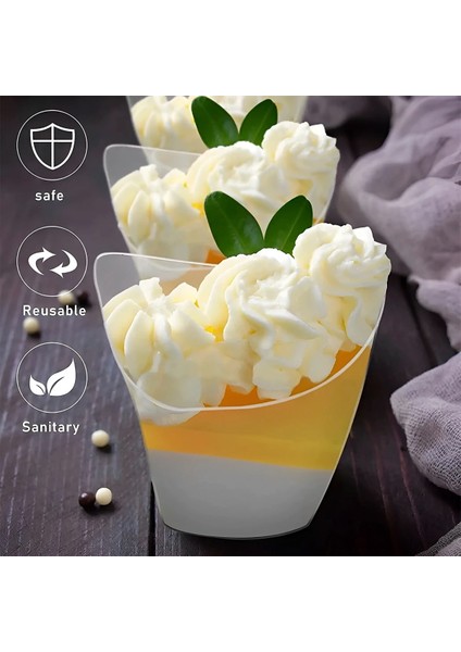 50 Adet 50 Adet 100 ml Tatlı Bardak Plastik Şeffaf Mini Tatlı Puding Mousse Aperatifler Bardak Doğum Günü Partisi Dondurma Fincan Ev Verilen (Yurt Dışından) fırsatları