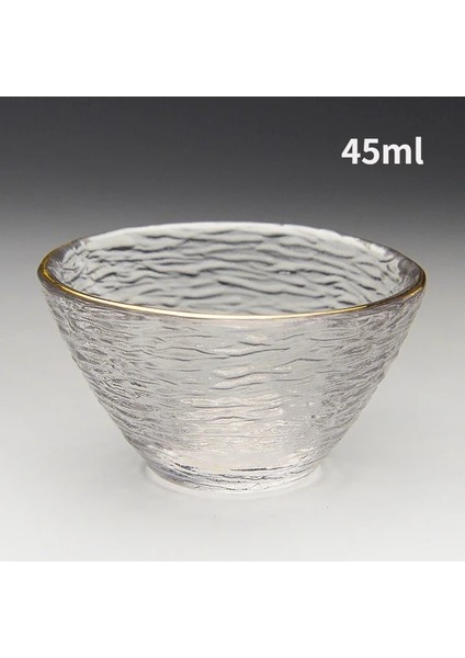 F Altın Jant Japon Cam Çay Fincanı Mini Kristal Bardak Çin Kung Fu Çay Seti Aksesuarları Küçük Kase Puer Şarap Espresso Kahve Sevimli Teaware (Yurt Dışından)