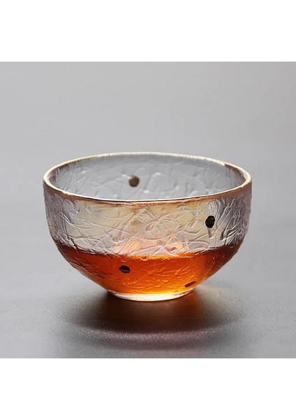F Altın Jant Japon Cam Çay Fincanı Mini Kristal Bardak Çin Kung Fu Çay Seti Aksesuarları Küçük Kase Puer Şarap Espresso Kahve Sevimli Teaware (Yurt Dışından) indirimleri