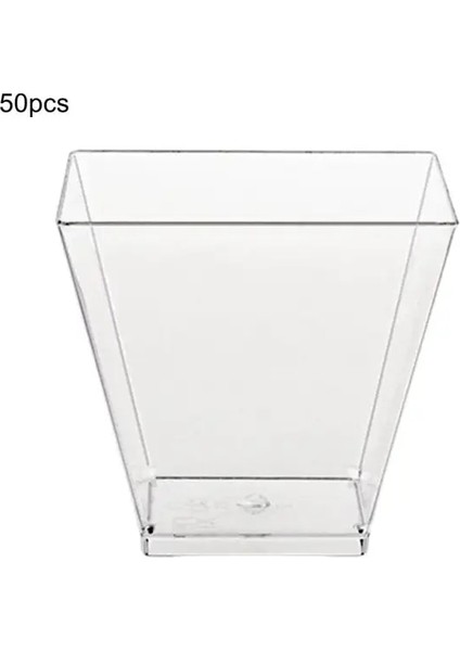 Temizle 50 Adet Tatlı Bardak Şeffaf Tek Kullanımlık 60 ml Mini Kare Kek Mousse Bardak Konteyner Sofra Düğün Cupcake Cam (Yurt Dışından)