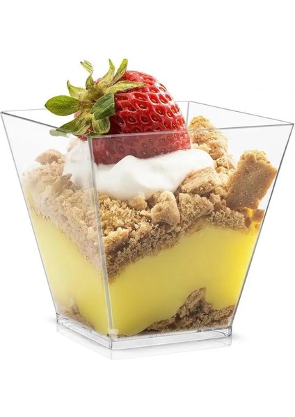 Temizle 50 Adet Tatlı Bardak Şeffaf Tek Kullanımlık 60 ml Mini Kare Kek Mousse Bardak Konteyner Sofra Düğün Cupcake Cam (Yurt Dışından)