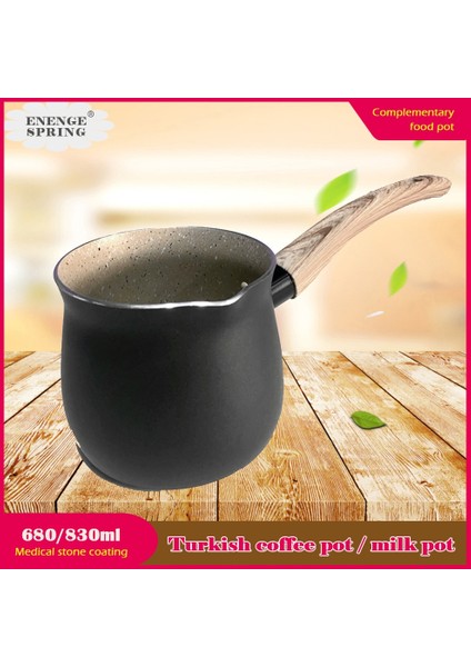 800ML Yeşil 680ML/800ML Türk Cezvesi Gaz Sobası Isıtma Süt Tenceresi Tıbbi Taş Kaplama Gıda Takviyesi Pot Küçük Cezve (Yurt Dışından)