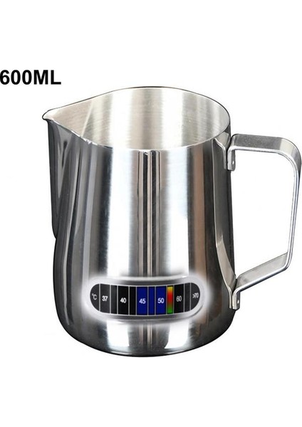 600ML Latte Süt Köpürtme Sürahileri Entegre Termometreli Latte Art Sürahisi Paslanmaz Çelik Krema Sıcaklığı Espresso Buharlama Sürahileri (Yurt Dışından)