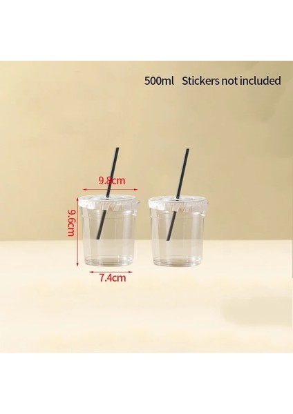 2 Adet 500ML Içme Saman Kapaklı Bardak Tek Kullanımlık Kahve Fincanı Soğuk Içecek Şişeleri Içecekler Bardak Ev Ofis Partisi Için Pet 420ML/500ML/530ML (Yurt Dışından)