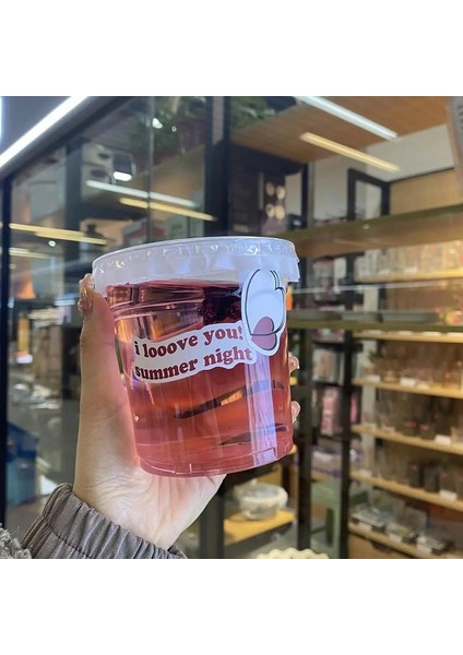 2 Adet 500ML Içme Saman Kapaklı Bardak Tek Kullanımlık Kahve Fincanı Soğuk Içecek Şişeleri Içecekler Bardak Ev Ofis Partisi Için Pet 420ML/500ML/530ML (Yurt Dışından) fırsatları