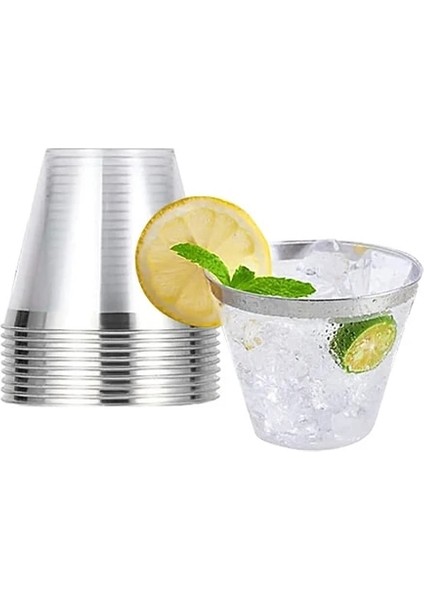 Gümüş 100 Adet 10/50/100 Adet 9 Oz Plastik Bardaklar Gül Altın Tek Kullanımlık Parti Içecek Bardakları Düğün Parti Festivali Ev Temizle Kokteyl Bardakları (Yurt Dışından)