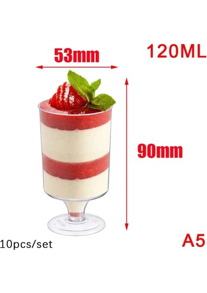 -A5 10 Adet Tatlı Bardak Tek Kullanımlık Plastik Bardaklar Şeffaf Mus Salatalar Jöle Yoğurt Pişirme Trapez Gıda Kabı (Yurt Dışından)