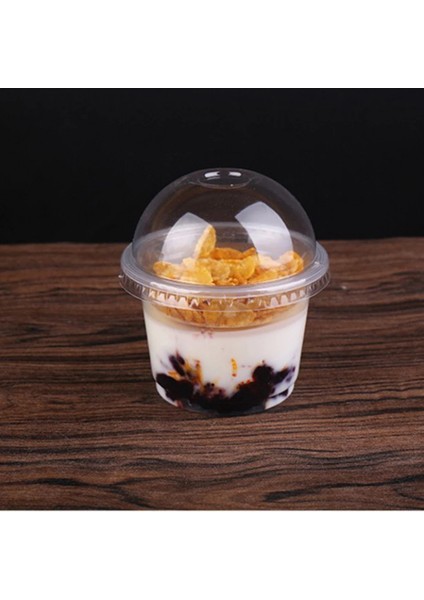 25 Adet 25/50/100 Adet 250 ml Tek Kullanımlık Tatlı Bardak Şeffaf Salata Bardak Kapaklı Şeffaf (Yurt Dışından)