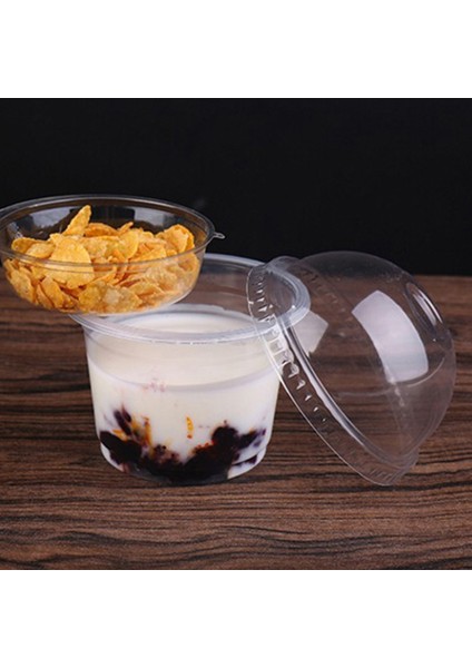 25 Adet 25/50/100 Adet 250 ml Tek Kullanımlık Tatlı Bardak Şeffaf Salata Bardak Kapaklı Şeffaf (Yurt Dışından)