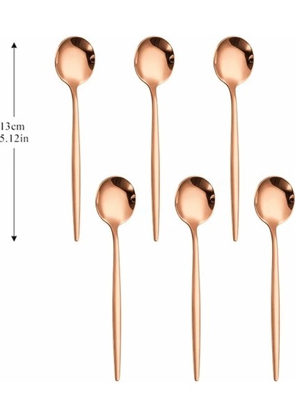 Gül Altın 6 Adet Kaşık Gümüş Paslanmaz Çelik Çatal Seti 6 Adet Çay Kaşığı Mutfak Komple Sofra Seti Batı Gümüş Lüks Yemek Takımı Seti (Yurt Dışından)