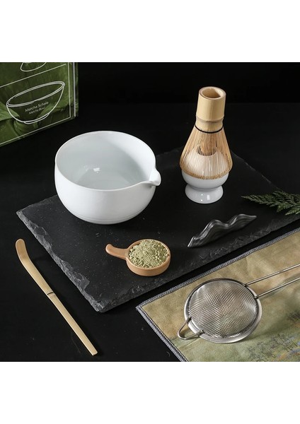 24 Adet Japon Matcha Takımı, Kasenin Ağzından Boşaltma ve Seramik Yumurta Çırpıcı ile Matcha Çay Kaşığı Maccha Tozu Kompakt Hediye Kutusu (Yurt Dışından)