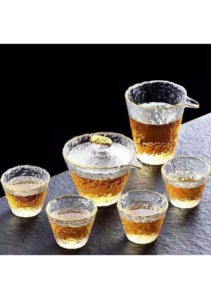 C Yüksek Kaliteli Çekiç Cam Çay Seti Japon Çaydanlık Çin Kung Fu Çay Töreni Kupalar Kahve Fincanları Cam Kupa Gaiwan Teaware Pot (Yurt Dışından)