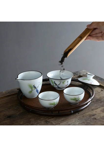 Bir Çay Seti Çanak Çömlek Demlik Seramik Gaiwan Çay Fincanları Çin Çay Seti Pot Taşınabilir Seyahat Çay Seti Çantası C23 (Yurt Dışından) modelleri