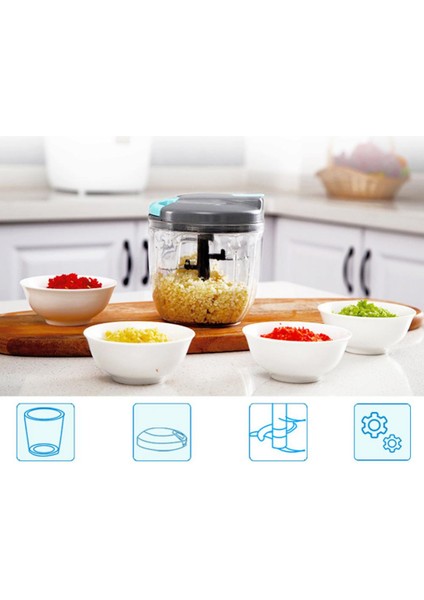 Gri 900 ml 500/900 ml Mutfak Güçlü Kıyma Makinesi El Gücüyle Çalışan Gıda Parçalayıcı Kıyma Mikser Blender Doğramak Için Et Meyve Sebze Fındık Öğütücüler (Yurt Dışından) modelleri