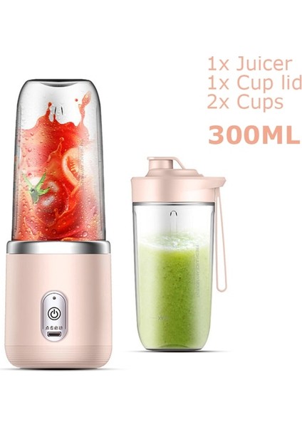 300ML-SET 3-Pembe Meyve Sıkacağı Bardağı Seti Taşınabilir Elektrikli Meyve Suyu USB Mikser Makinesi Otomatik Smoothie Blender Limon Portakal Meyve Sıkacağı Kablosuz Blender (Yurt Dışından)