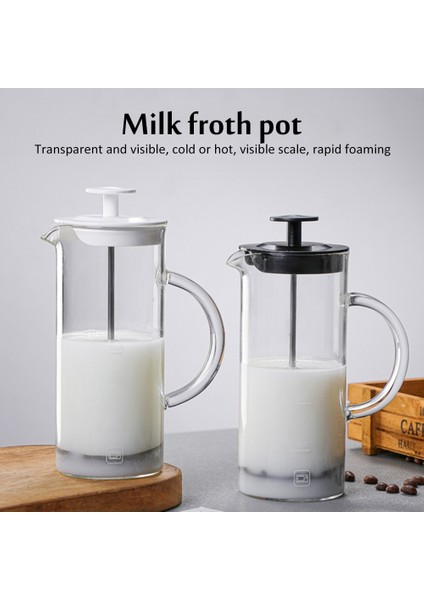 Beyaz Manuel Süt Köpürtücü Cam Süt Köpürtücü Cezve Cam Örgü Fransız Basın Kahve Makinesi Frother Sürahi Mikser Kreması Mutfak Aletleri (Yurt Dışından) fırsatları