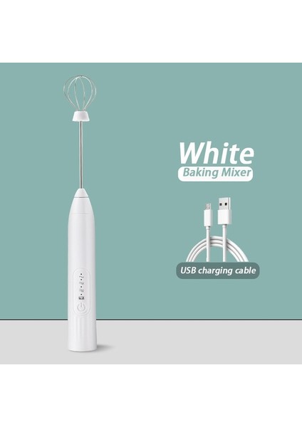 Beyaz -01 Elektrikli Süt Köpürtücü Çırpma Yumurta Çırpıcı El Blender Mini Kahve Makinesi Cappuccino Krema Için Çırpma Mikser Köpürtücü (Yurt Dışından)
