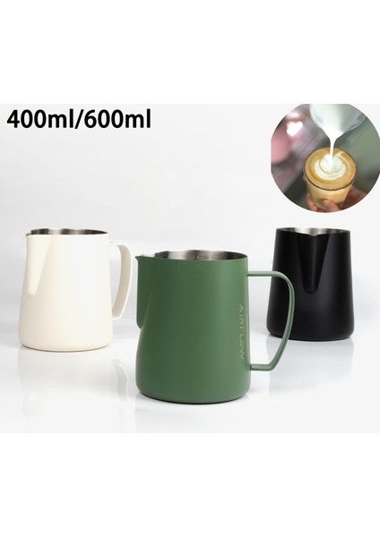 Siyah 600ML 400ML/600ML Paslanmaz Çelik Kahve Süt Köpüğü Bardak Sivri Ağız Çekme Çiçek Fincan Ölçekli Büyük Göbek Çekme Çiçek Fincan Süt Tankı (Yurt Dışından)