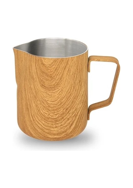 Ahşap Kaplama 300ML Süt Köpürtme Sürahisi 300/600ML Paslanmaz Çelik Kahve Süt Sürahisi Çekme Çiçek Latte Fincan Espresso Frother Kupa Kahve Barista Aracı (Yurt Dışından)