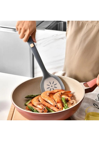 Haki Kokusuz Tavada Kızartma Spatula Asılı Delikli Mutfak Spatula Yarı Saydam Pişirme Sessiz Tavada Kızartma Mutfak Spatula (Yurt Dışından) indirimleri