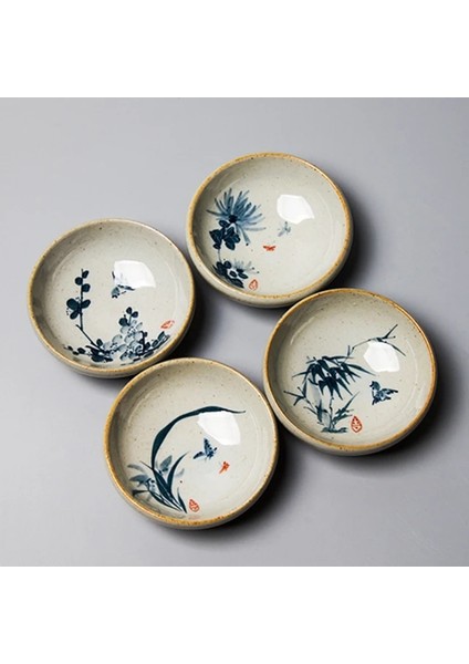 Çay Bardağı 4 Parça 80ML 4 Stil / Lot El Boyalı Çin Bambu Çay Fincanı Krizantem Kupalar Çömlekçilik Bardak Çay Bardağı Seti Teaware Erik Tabağı Çay Töreni Için (Yurt Dışından)