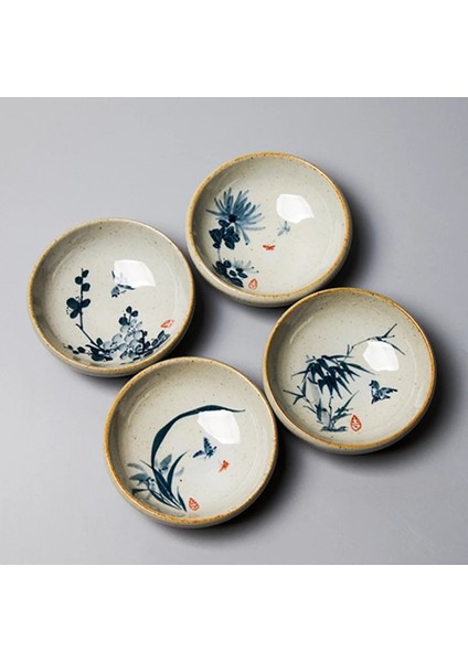 Çay Bardağı 4 Parça 80ML 4 Stil / Lot El Boyalı Çin Bambu Çay Fincanı Krizantem Kupalar Çömlekçilik Bardak Çay Bardağı Seti Teaware Erik Tabağı Çay Töreni Için (Yurt Dışından)
